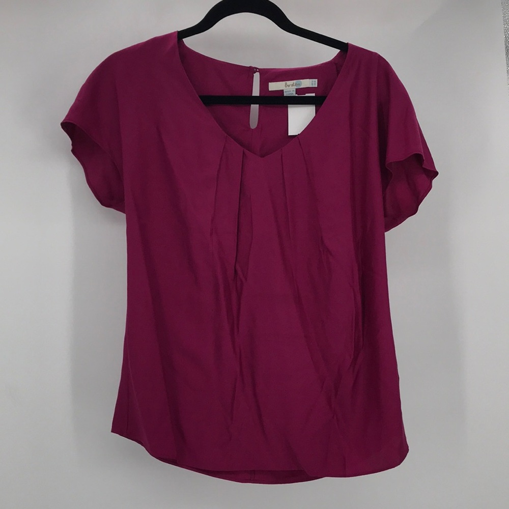 Boden Silk Pleated Blouse